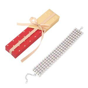 NEW White AB Austrian Crystal Carpet Bracelet in Silvertone (7.50 )